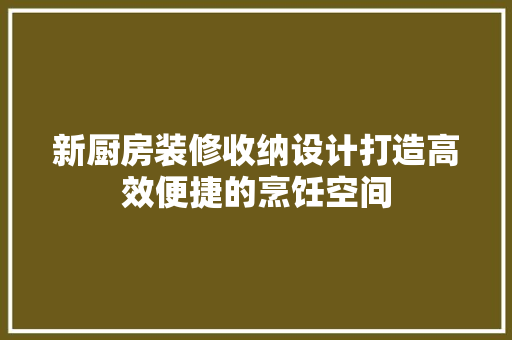 新厨房装修收纳设计打造高效便捷的烹饪空间