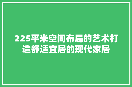 225平米空间布局的艺术打造舒适宜居的现代家居