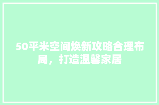 50平米空间焕新攻略合理布局，打造温馨家居