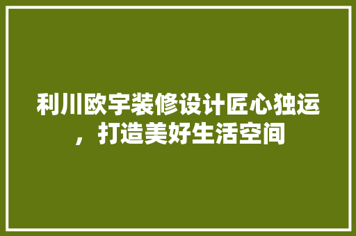 利川欧宇装修设计匠心独运，打造美好生活空间 施工管理