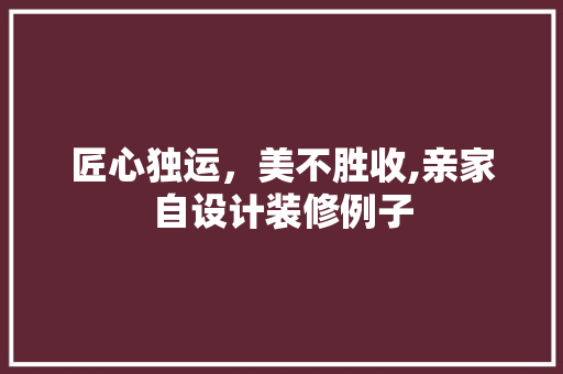 匠心独运，美不胜收,亲家自设计装修例子 施工工艺