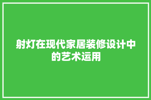 射灯在现代家居装修设计中的艺术运用