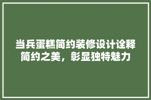 当兵蛋糕简约装修设计诠释简约之美，彰显独特魅力