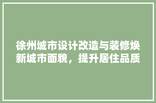 徐州城市设计改造与装修焕新城市面貌，提升居住品质 常见问题