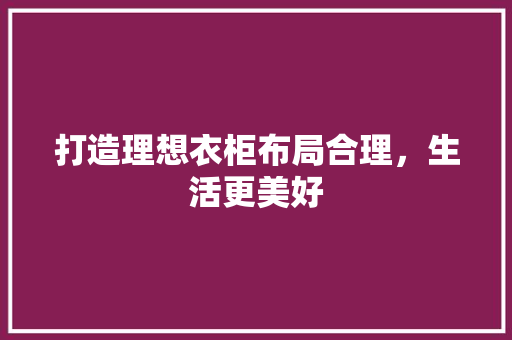 打造理想衣柜布局合理，生活更美好