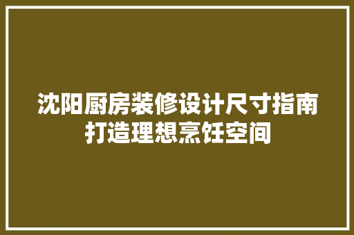 沈阳厨房装修设计尺寸指南打造理想烹饪空间