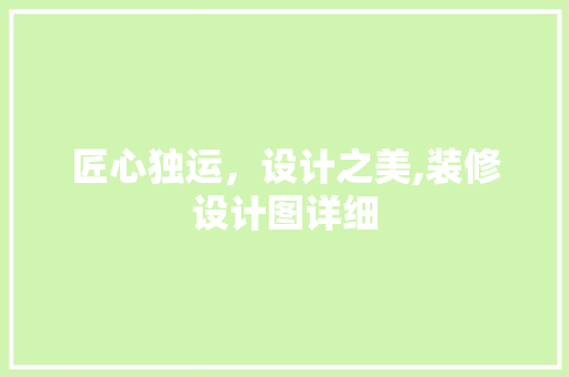 匠心独运，设计之美,装修设计图详细
