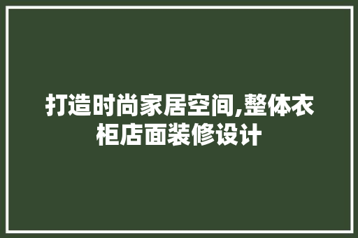 打造时尚家居空间,整体衣柜店面装修设计