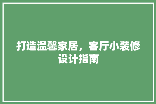 打造温馨家居，客厅小装修设计指南 新型材料