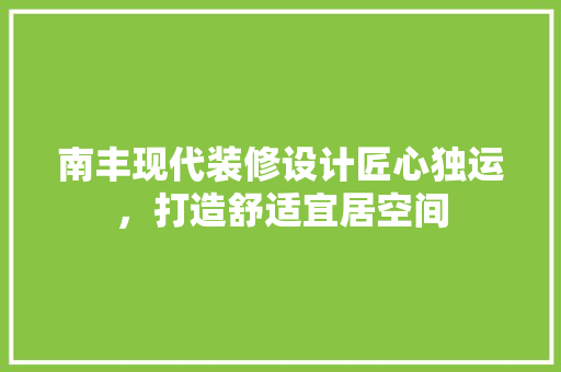 南丰现代装修设计匠心独运，打造舒适宜居空间