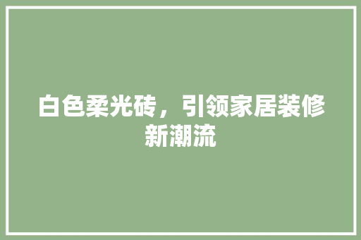白色柔光砖，引领家居装修新潮流