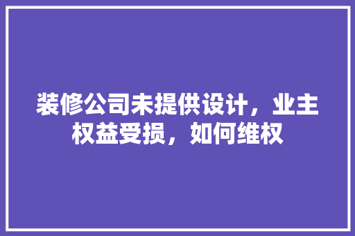 装修公司未提供设计，业主权益受损，如何维权