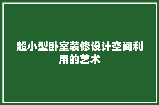 超小型卧室装修设计空间利用的艺术 材料设备
