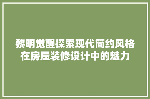 黎明觉醒探索现代简约风格在房屋装修设计中的魅力 施工工艺