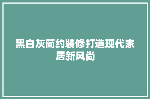 黑白灰简约装修打造现代家居新风尚