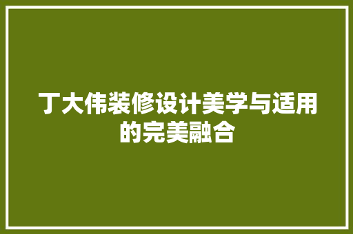 丁大伟装修设计美学与适用的完美融合