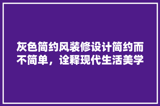 灰色简约风装修设计简约而不简单，诠释现代生活美学