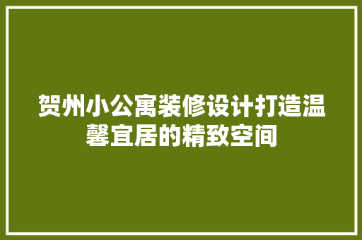 贺州小公寓装修设计打造温馨宜居的精致空间 施工技术