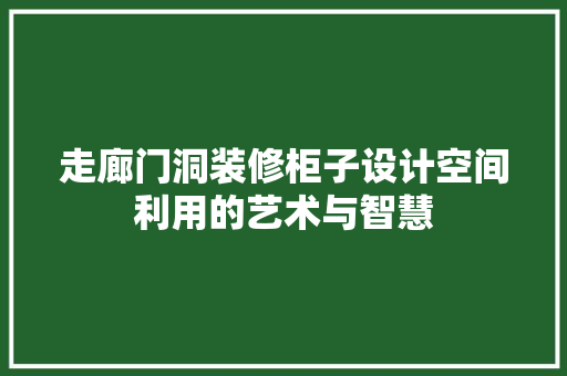 走廊门洞装修柜子设计空间利用的艺术与智慧