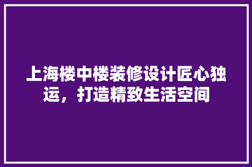 上海楼中楼装修设计匠心独运，打造精致生活空间