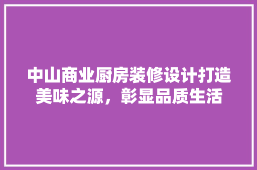 中山商业厨房装修设计打造美味之源，彰显品质生活