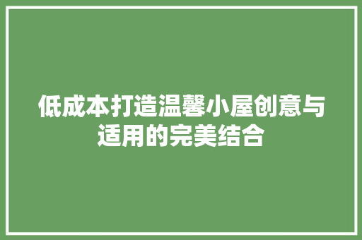 低成本打造温馨小屋创意与适用的完美结合