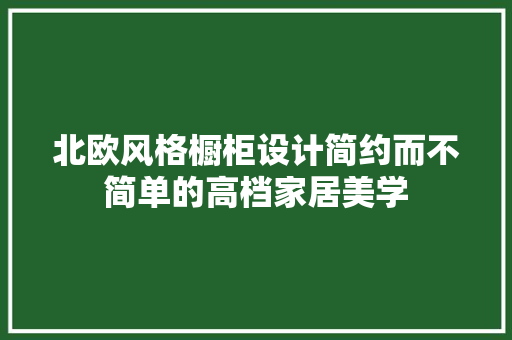 北欧风格橱柜设计简约而不简单的高档家居美学