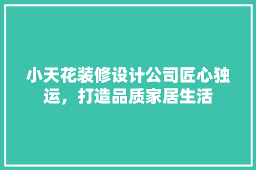 小天花装修设计公司匠心独运，打造品质家居生活