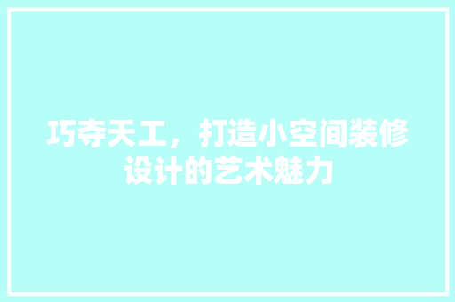 巧夺天工，打造小空间装修设计的艺术魅力