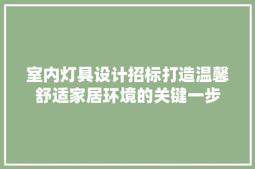室内灯具设计招标打造温馨舒适家居环境的关键一步