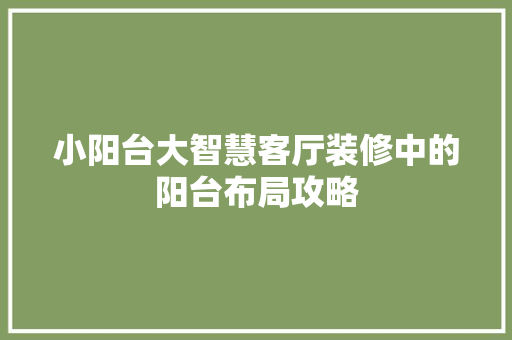 小阳台大智慧客厅装修中的阳台布局攻略