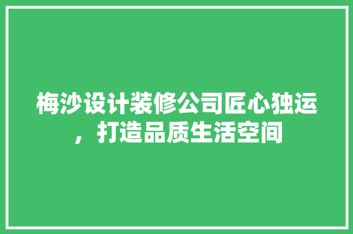 梅沙设计装修公司匠心独运，打造品质生活空间