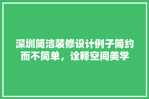 深圳简洁装修设计例子简约而不简单，诠释空间美学