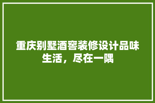 重庆别墅酒窖装修设计品味生活，尽在一隅