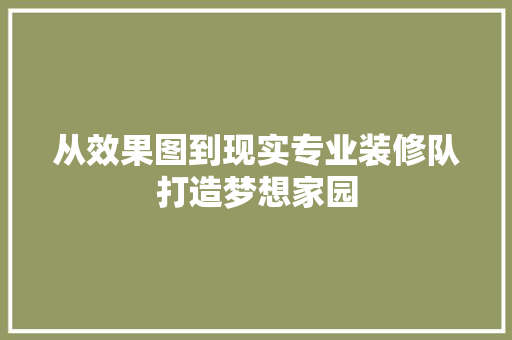 从效果图到现实专业装修队打造梦想家园