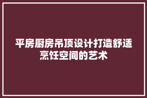 平房厨房吊顶设计打造舒适烹饪空间的艺术