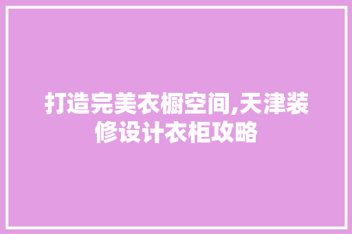 打造完美衣橱空间,天津装修设计衣柜攻略