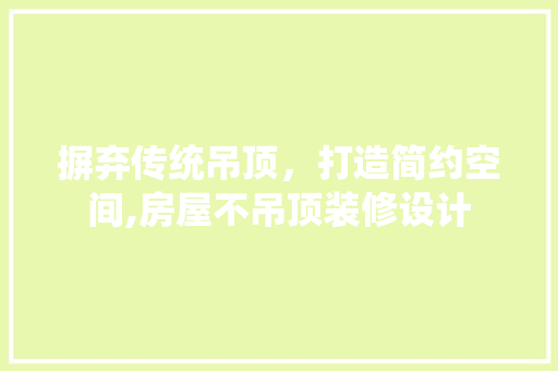 摒弃传统吊顶，打造简约空间,房屋不吊顶装修设计