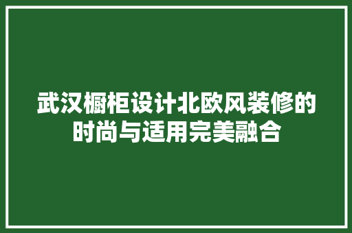 武汉橱柜设计北欧风装修的时尚与适用完美融合