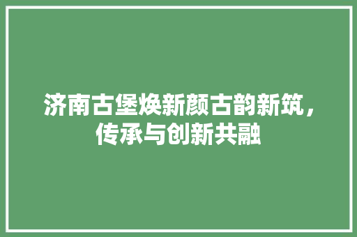 济南古堡焕新颜古韵新筑，传承与创新共融