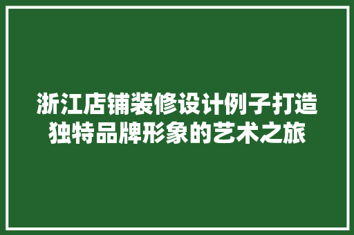 浙江店铺装修设计例子打造独特品牌形象的艺术之旅