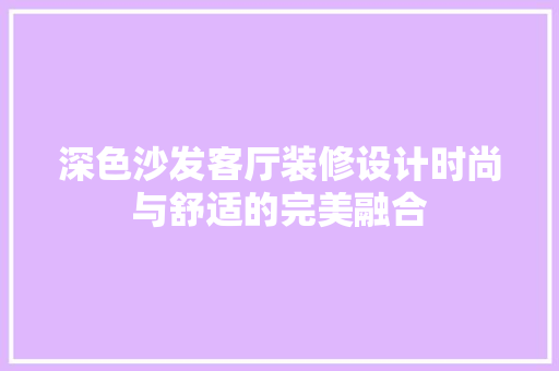 深色沙发客厅装修设计时尚与舒适的完美融合