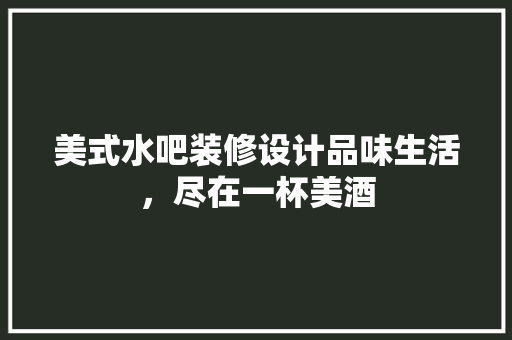 美式水吧装修设计品味生活，尽在一杯美酒