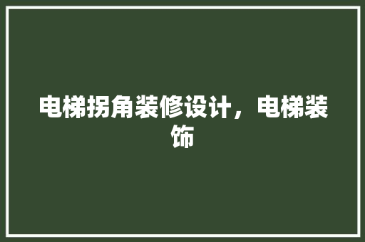 电梯拐角装修设计，电梯装饰