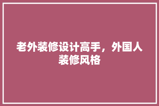 老外装修设计高手，外国人装修风格