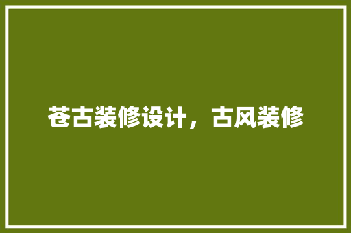 苍古装修设计，古风装修 建筑设计