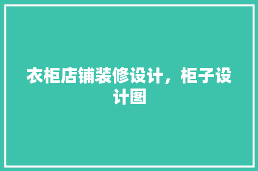 衣柜店铺装修设计，柜子设计图