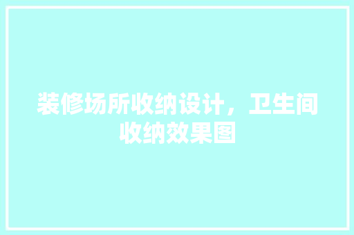 装修场所收纳设计，卫生间收纳效果图