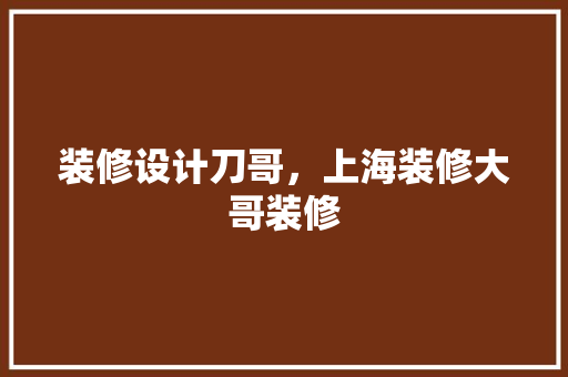 装修设计刀哥，上海装修大哥装修