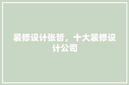 装修设计张哲，十大装修设计公司
